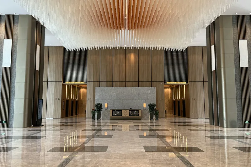 Placeholder photograph of a modern office lobby